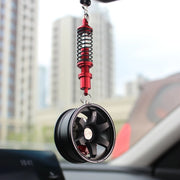 Rearview Mirror Pendant Aluminum Wheel with Shock Absorber Ornament - T-BLACK-Shock product image 1